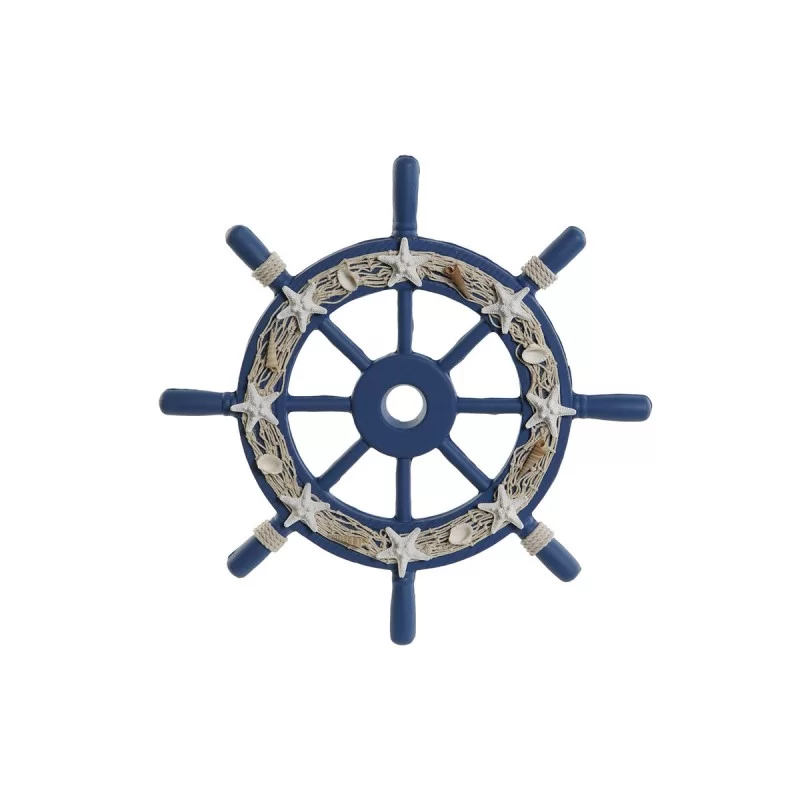 Wall Decoration Home ESPRIT Navy Blue Rudder Mediterranean 40,5 x 3 x 40,5 cm
