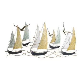 Wall Decoration Home ESPRIT Blue Golden Yachts 117,5 x 5...