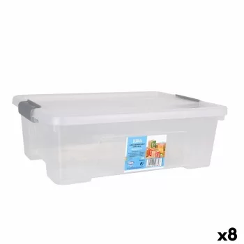 Storage Box with Lid Dem Kira Transparent Plastic 10 L 40...