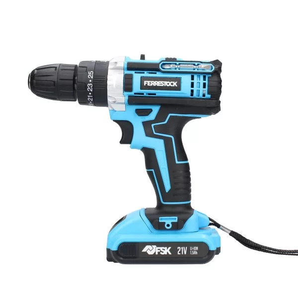 Drill and accessories set Ferrestock FSKTAB101 21 V 25 Pieces