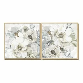 Painting DKD Home Decor 80 x 4 x 80 cm Flowers Shabby...