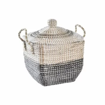Decorative basket DKD Home Decor Natural Orange Seagrass...