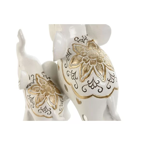 Decorative Figure Home ESPRIT White Golden Elephant Romantic 11 x 8 x 19 cm