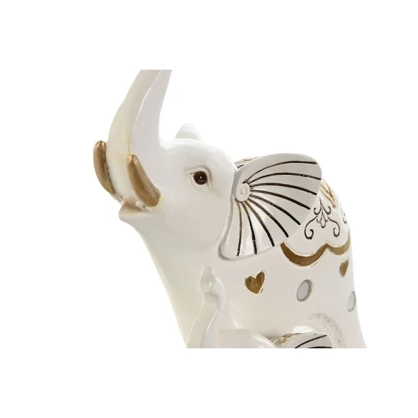 Decorative Figure Home ESPRIT White Golden Elephant Romantic 11 x 8 x 19 cm