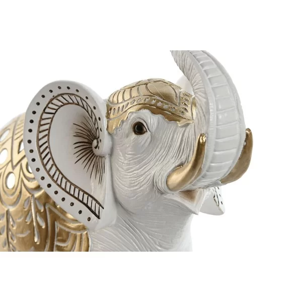Decorative Figure Home ESPRIT White Golden Elephant 31 x 12 x 31 cm
