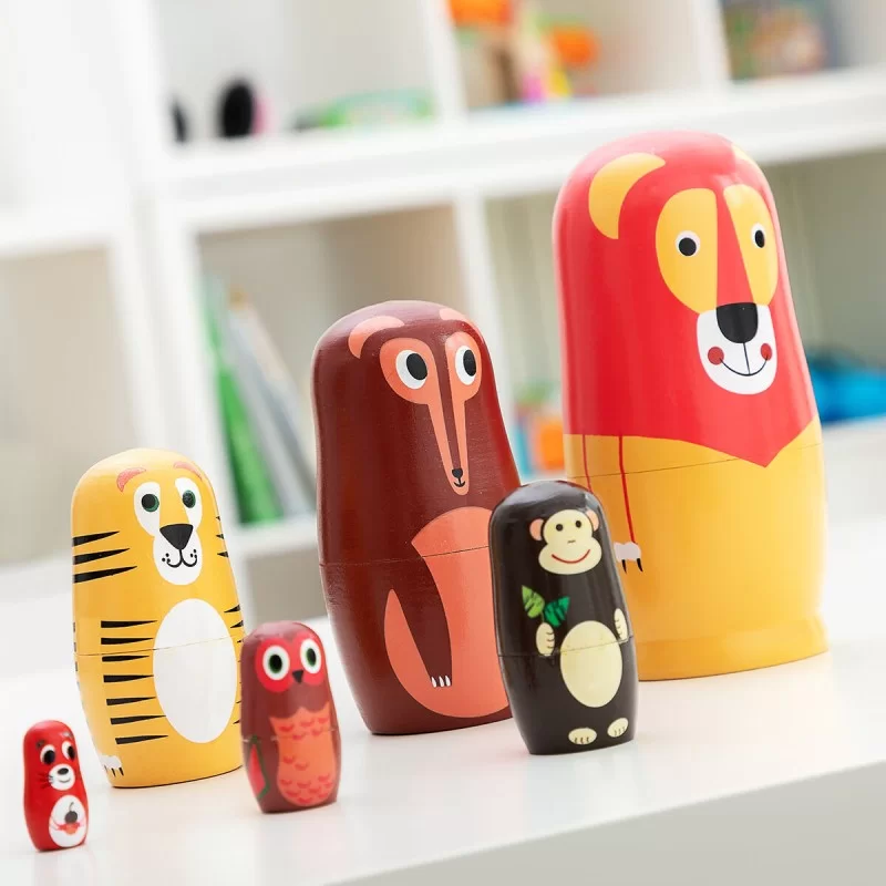 Matryoshka Wooden Animal Figures Funimals...