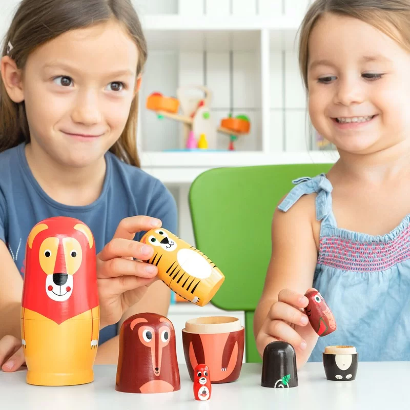 Matryoshka Wooden Animal Figures Funimals...