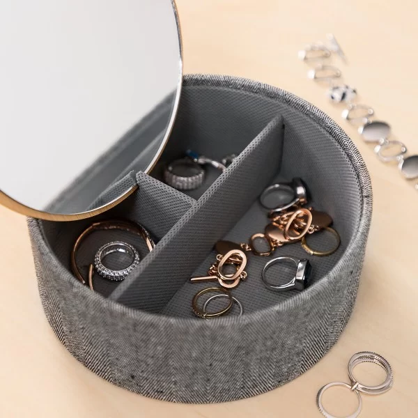 Bamboo Organiser Jewellery Box with Mirror Mibox InnovaGoods