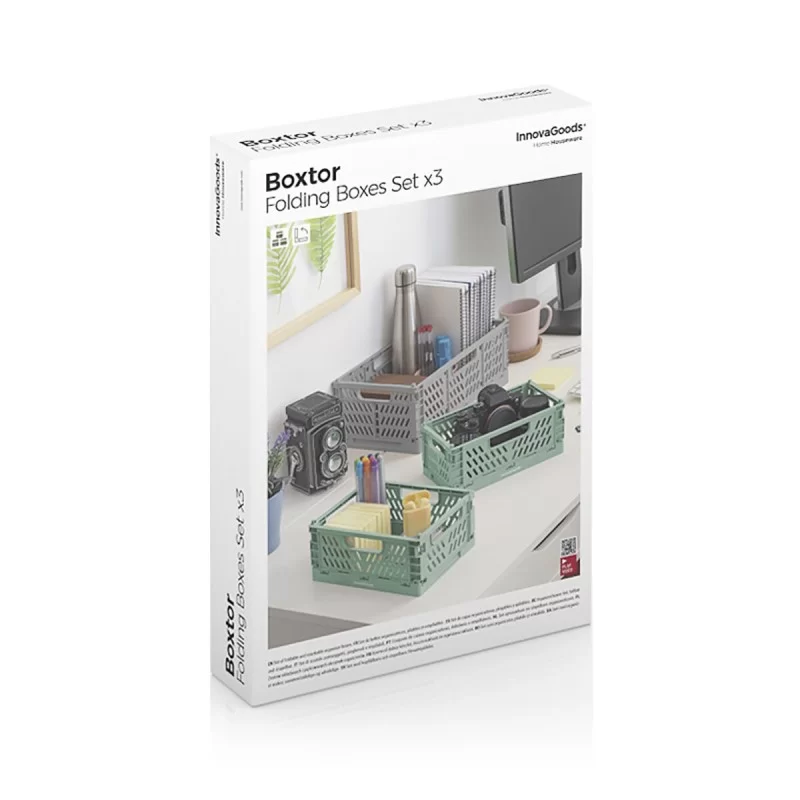Set of 3 Foldable and Stackable Organiser Boxes...