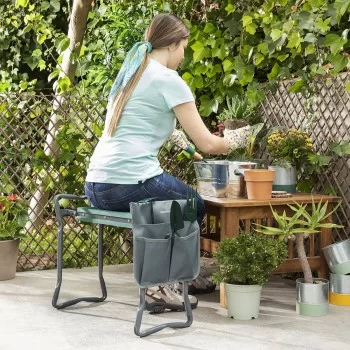 3-in-1 Folding Garden Seat with Bag for Tools Situl...
