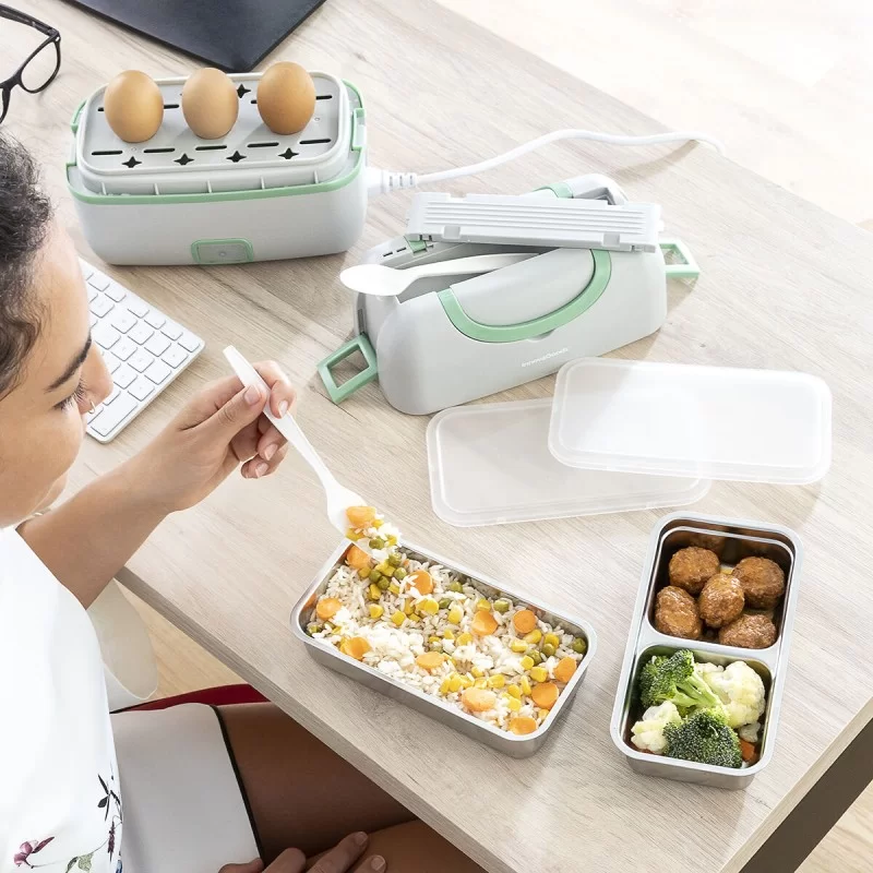 3-in-1 Electric Steamer Lunch Box with Recipes...