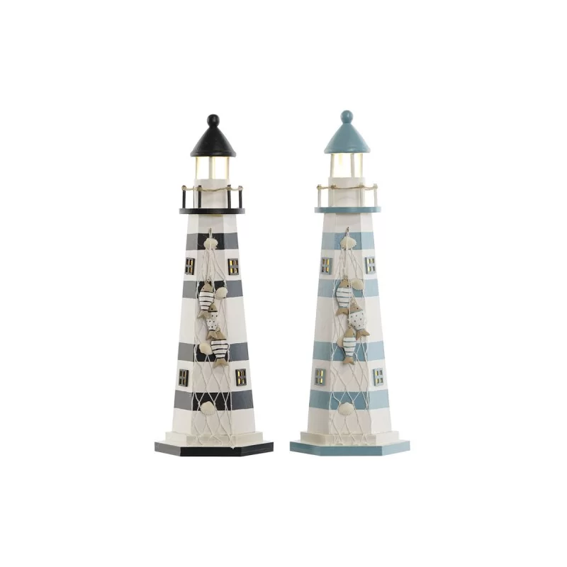 Lighting decoration Home ESPRIT Wood Sailor Headlight 14 x 14 x 40 cm (2 Units)