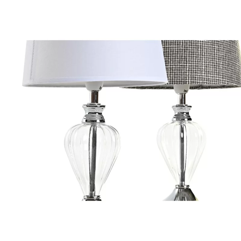 Desk lamp Home ESPRIT White Grey Metal Crystal...