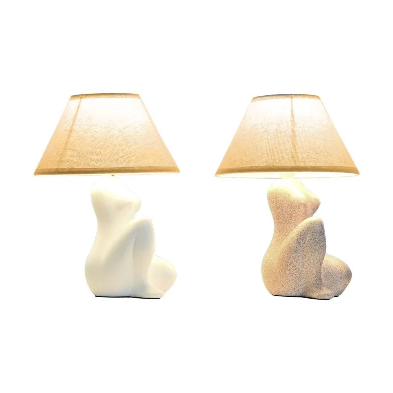 Desk lamp Home ESPRIT White Beige Stoneware 40...