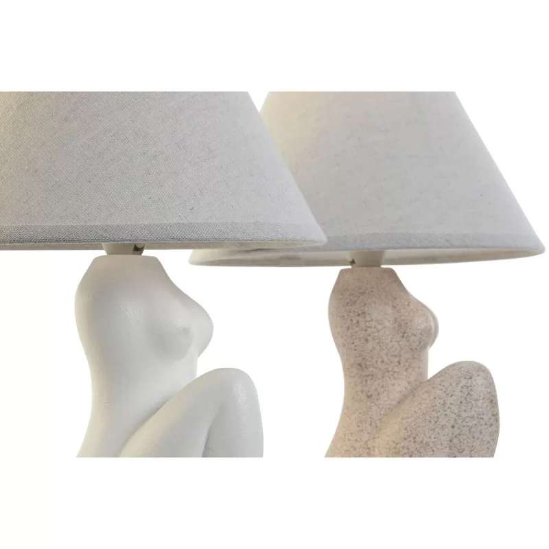 Desk lamp Home ESPRIT White Beige Stoneware 40...