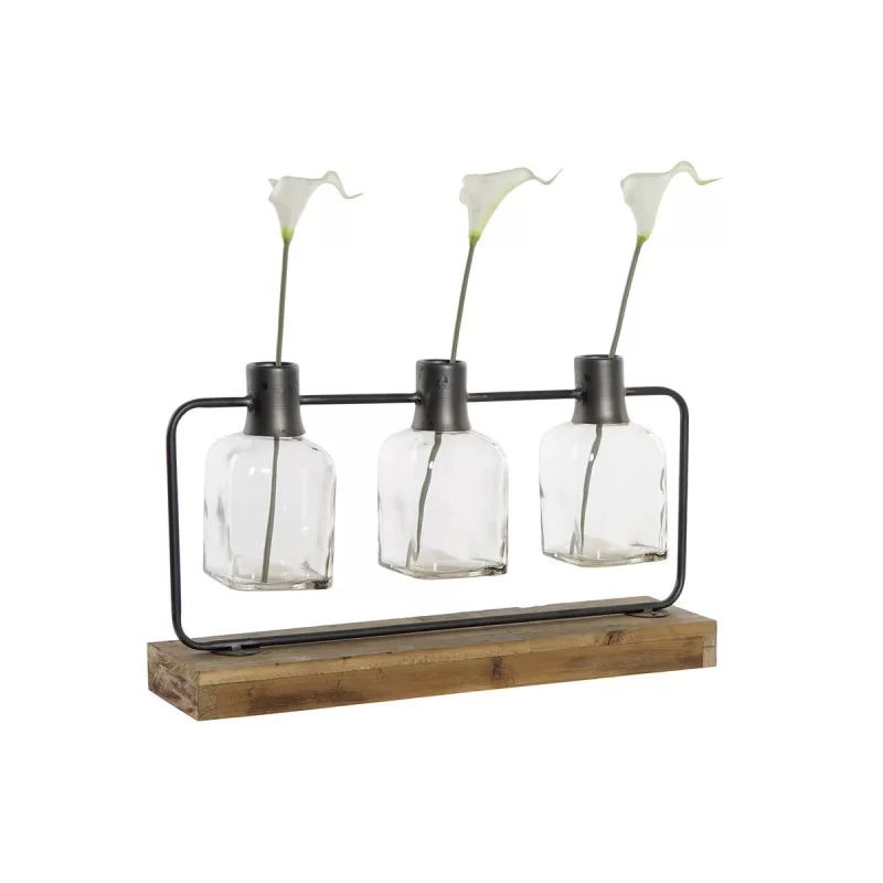 Vase DKD Home Decor Black Natural Metal Crystal...