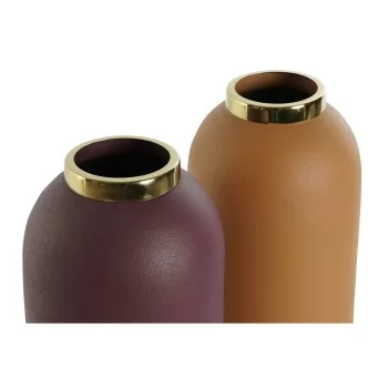 Vase DKD Home Decor Orange Golden Iron 13 x 13 x 28 cm (2... 2