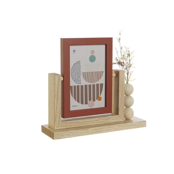 Photo frame Home ESPRIT Natural Terracotta Crystal MDF Wood Scandinavian 24 x 7 x 21 cm