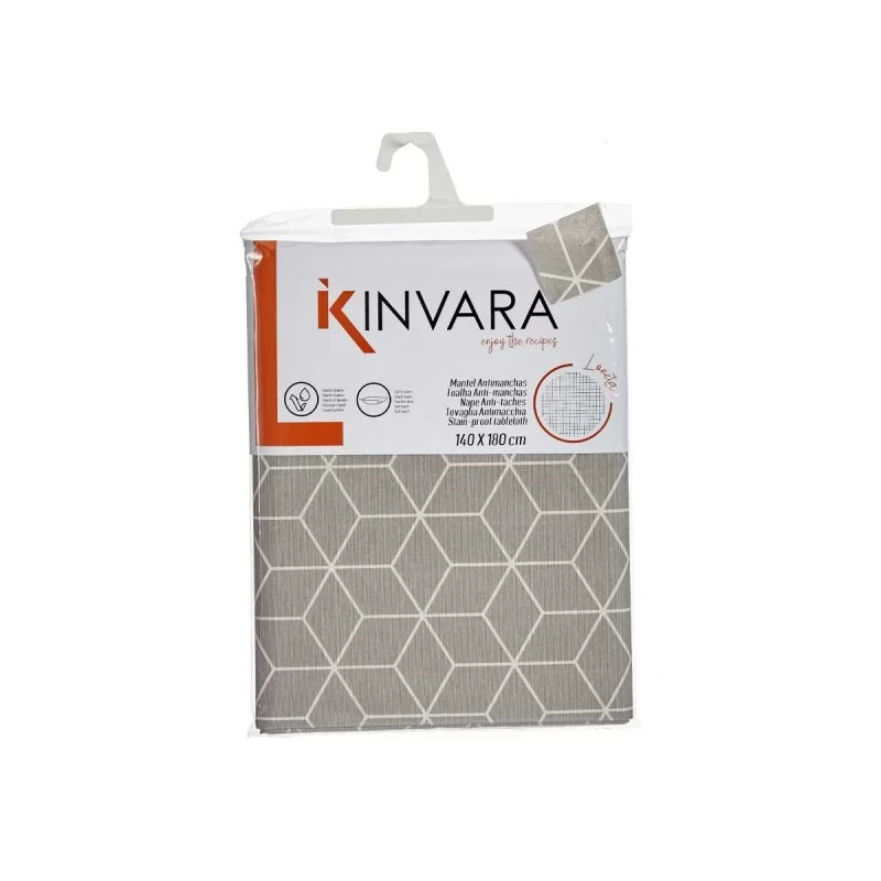 Tablecloth Abstract Grey Thin canvas White (140...