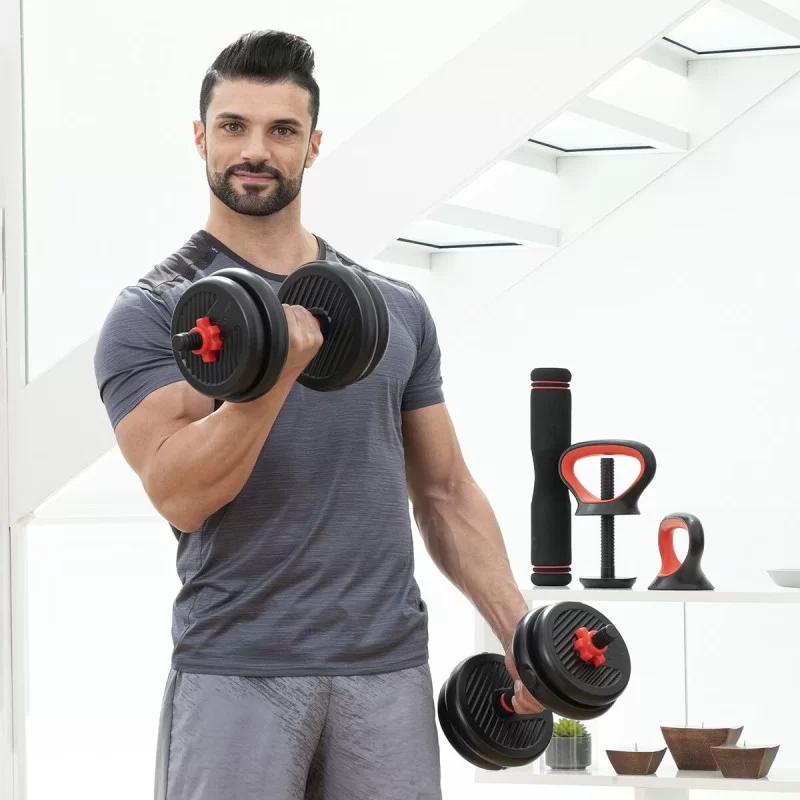 6-in-1 Set of Adjustable Weights with Exercise...
