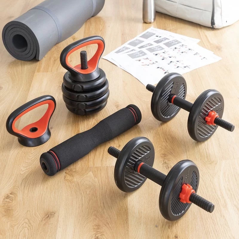 6-in-1 Set of Adjustable Weights with Exercise...