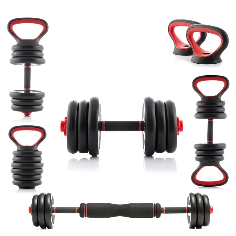 6-in-1 Set of Adjustable Weights with Exercise...