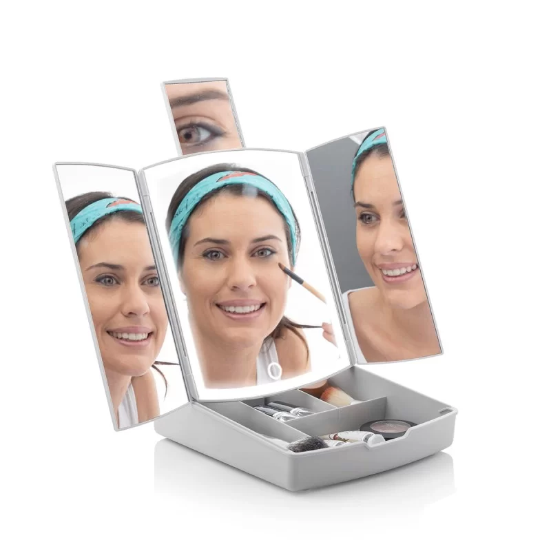 3-In-1 Folding LED Mirror with Make-up...