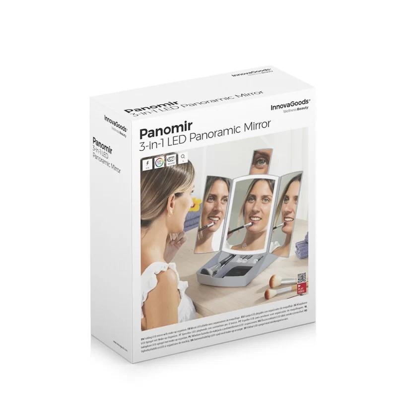 3-In-1 Folding LED Mirror with Make-up...