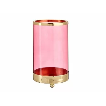 Candleholder Pink Golden Cylinder 9,7 x 16,5 x 9,7 cm...