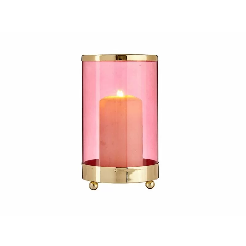 Candleholder Pink Golden Cylinder 9,7 x 16,5 x...