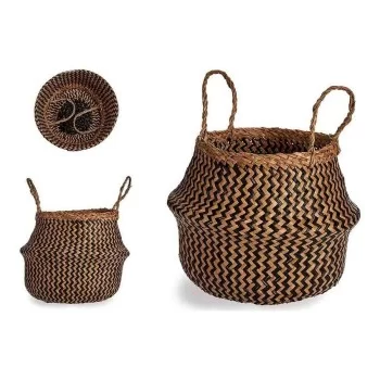 Basket Brown Black Natural Rushes 8 L 31 x 38 x 31 cm 2