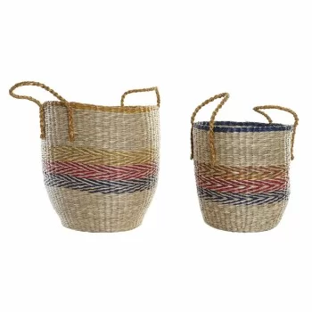 Basket set DKD Home Decor Orange Green Seagrass (35 x 22...