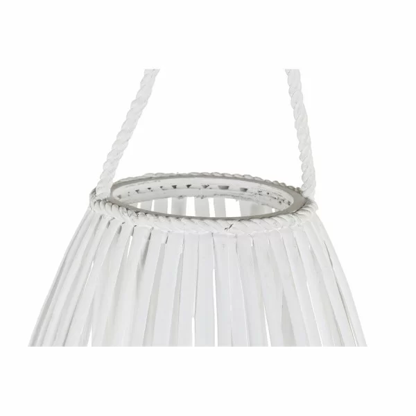Candleholder DKD Home Decor White wicker Crystal 36 x 36 x 80 cm