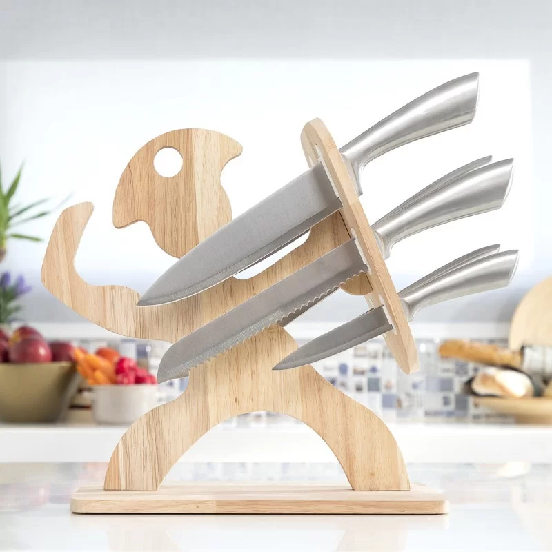 Set of Knives with Wooden Base Spartan...