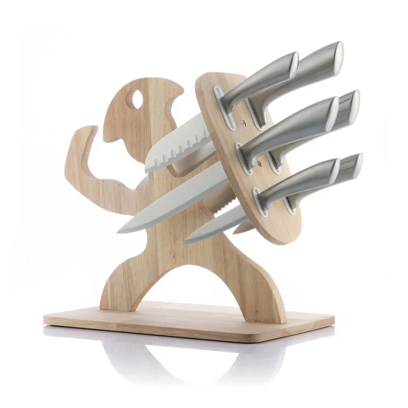 Set of Knives with Wooden Base Spartan...
