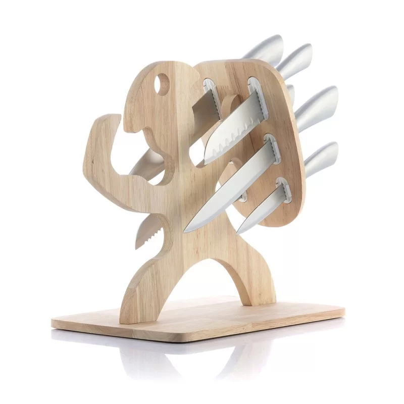 Set of Knives with Wooden Base Spartan...