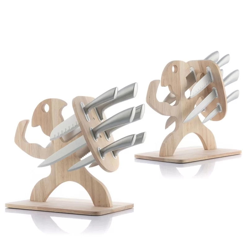 Set of Knives with Wooden Base Spartan...