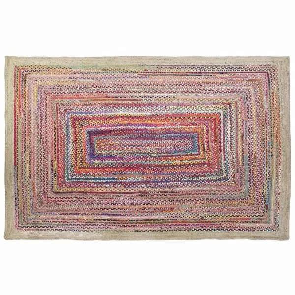 Carpet DKD Home Decor 201 x 292 x 1 cm Natural Polyester Cotton Multicolour Arab Jute
