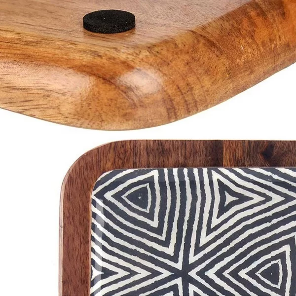 Centerpiece Ethnic 25 x 25 cm White Brown Black Resin Mango wood