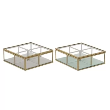 Jewelry box DKD Home Decor Green Light grey Metal Crystal...