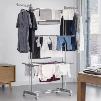 Folding Vertical Clothes Dryer with Wheels Folver...