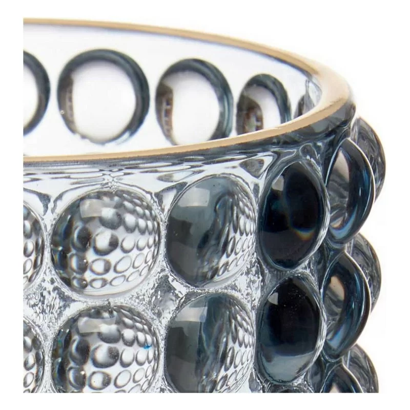 Candleholder Points Blue Golden Glass (8,5 x...