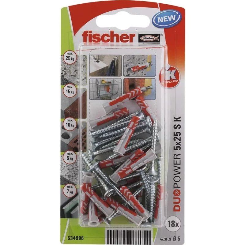 Wall plugs and screws Fischer duopower Wall...