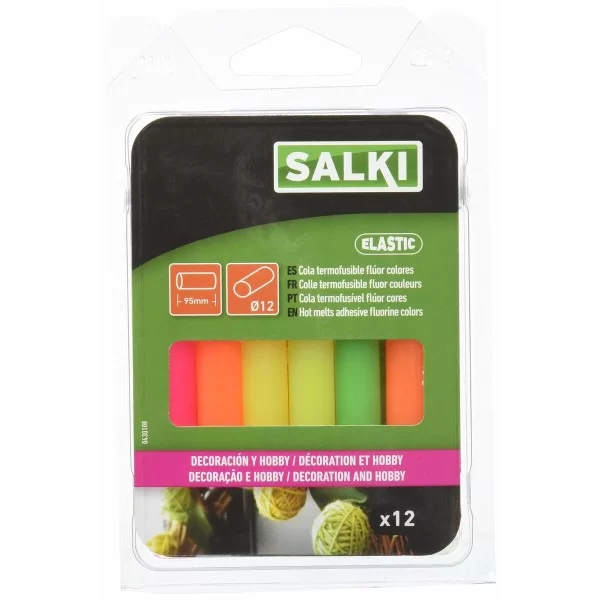 Hot melt glue sticks Salki 430108 Multicolour Decoration fluoride Ø 12 x 95 mm 125 g (12 Units)