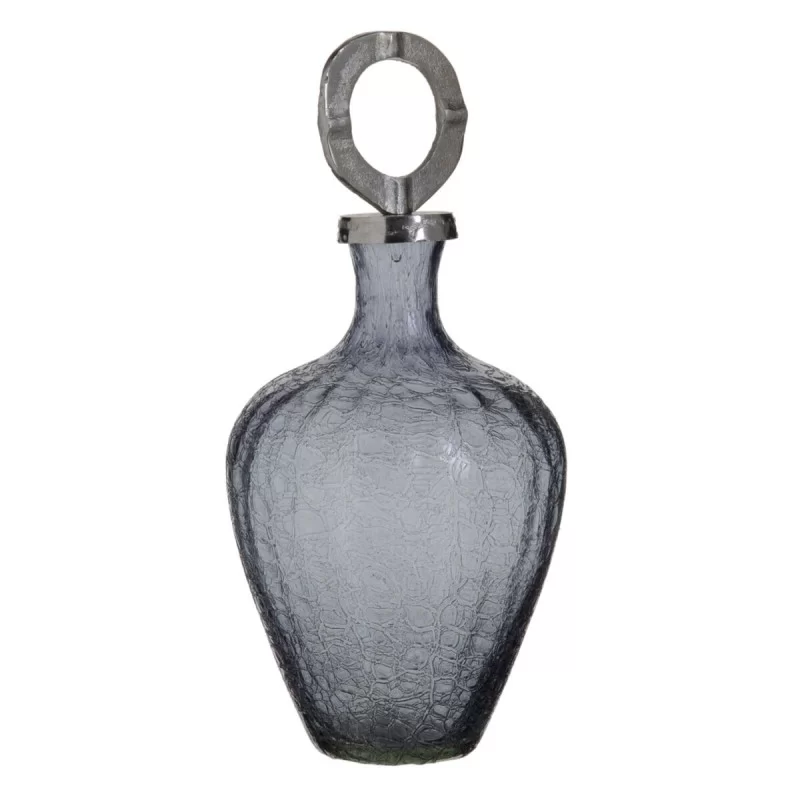 Vase Crystal Grey Metal Silver 20 x 20 x 30 cm