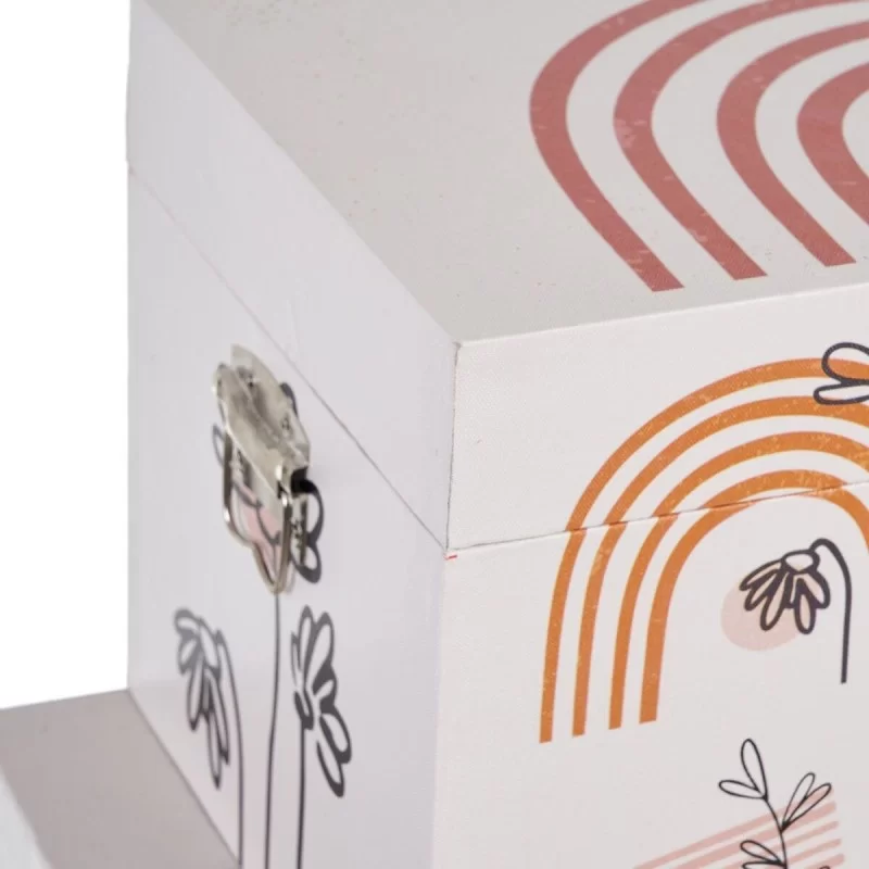 Set of Chests 65 x 38 x 35 cm Flowers Canvas...