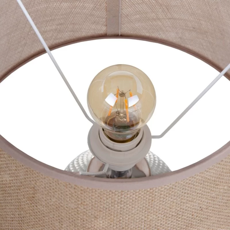 Desk lamp Beige Silver Sackcloth Ceramic 60 W...