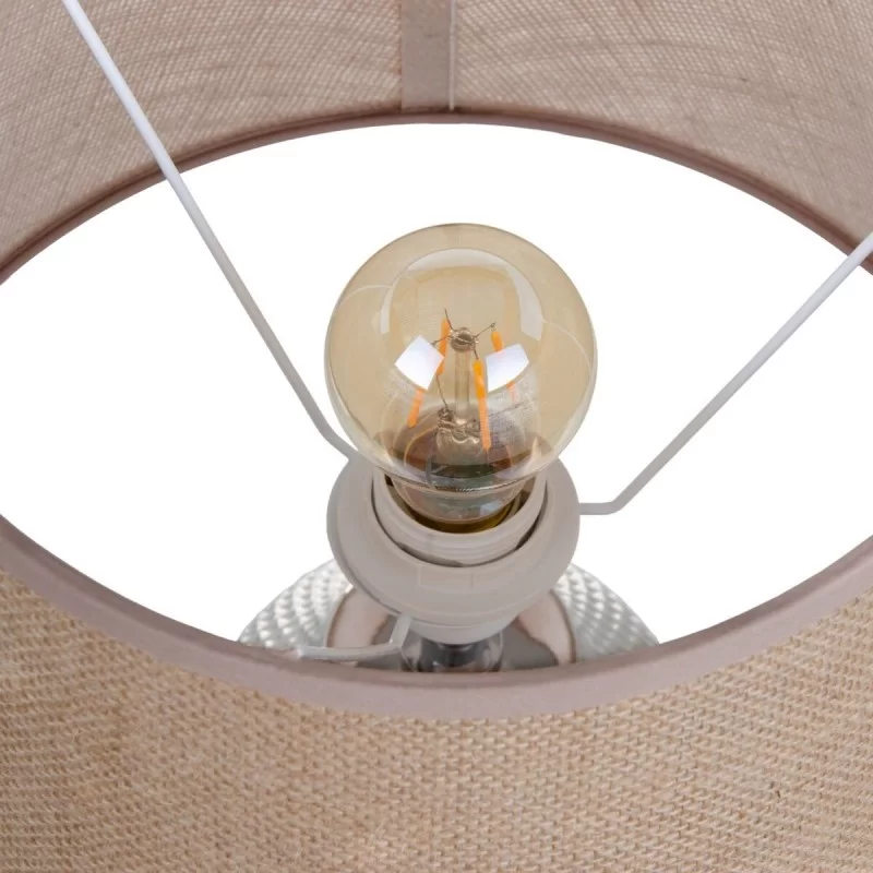 Desk lamp Beige Silver Sackcloth Ceramic 60 W...