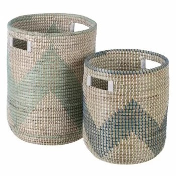Set of Baskets 38 x 38 x 50 cm Natural Grey Natural Fibre...