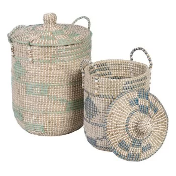 Set of Baskets Natural Grey Natural Fibre 38 x 38 x 58 cm...